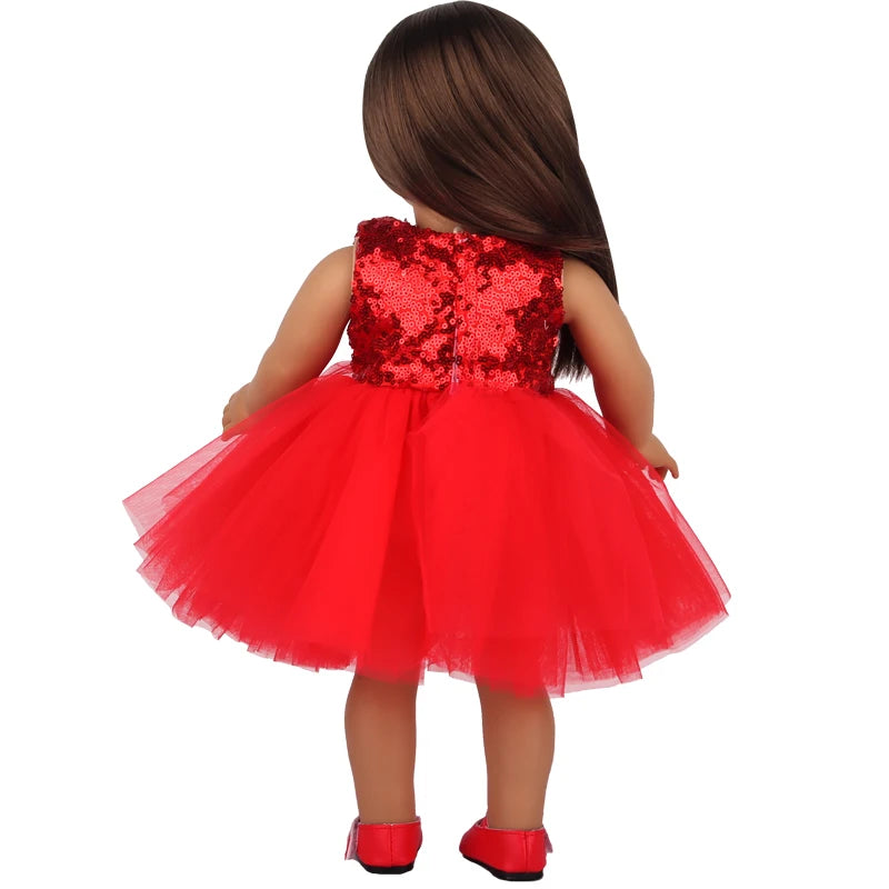 American 18 Inch Girl Doll Sequins Skirt Clothes Shining Cute Mini Dress For 43cm Baby New Born,OG,DIY Doll Accessories Toy