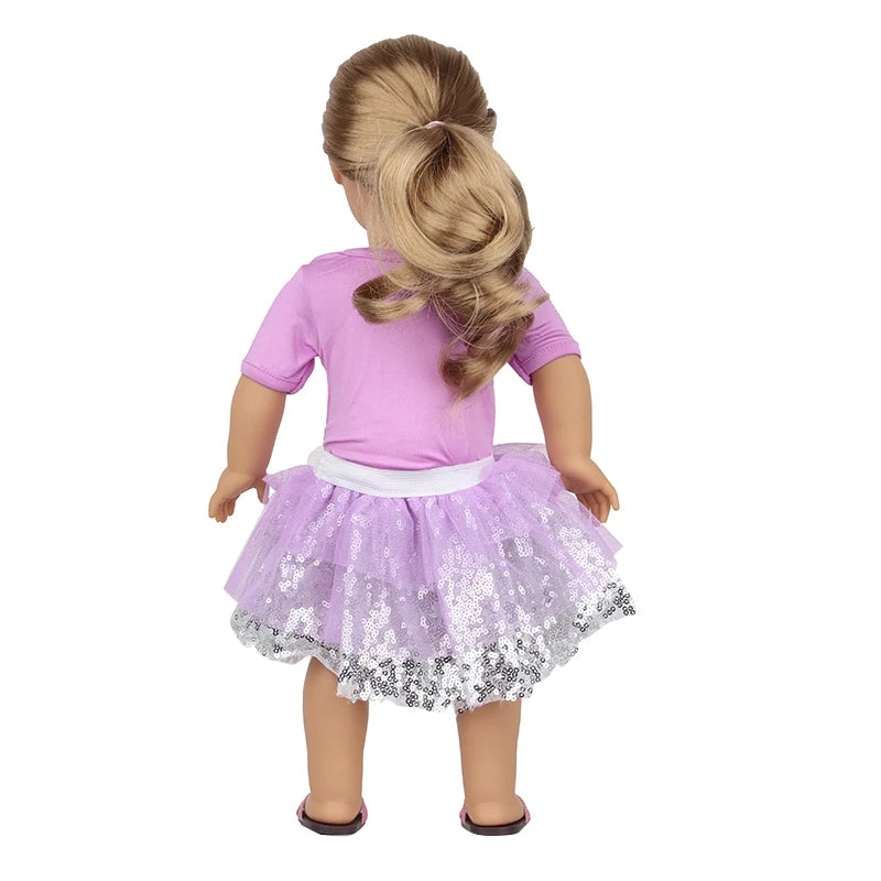 American 18 Inch Girl Doll Sequins Skirt Clothes Shining Cute Mini Dress For 43cm Baby New Born,OG,DIY Doll Accessories Toy