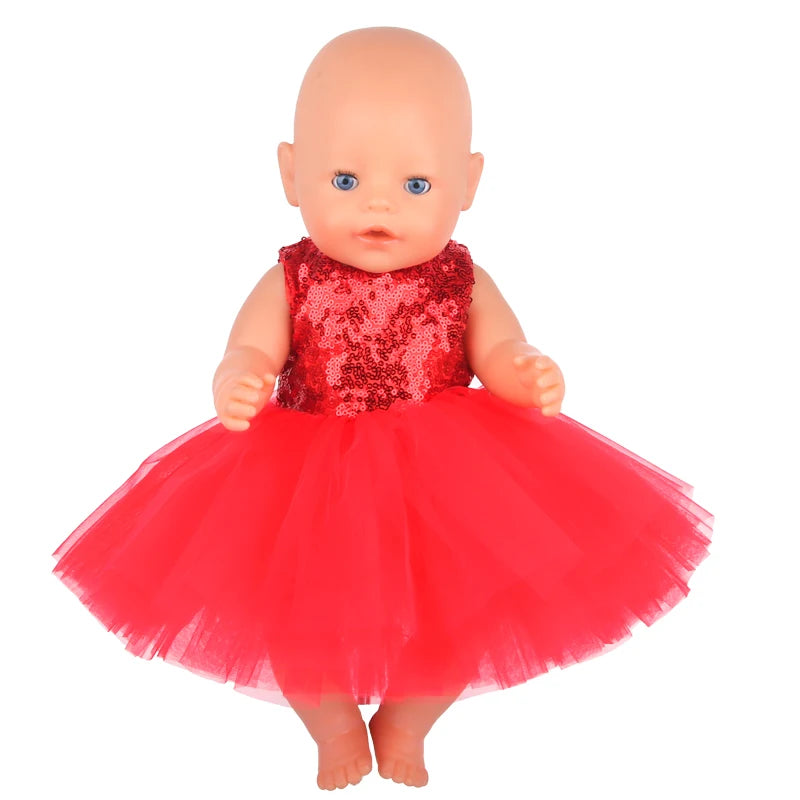 American 18 Inch Girl Doll Sequins Skirt Clothes Shining Cute Mini Dress For 43cm Baby New Born,OG,DIY Doll Accessories Toy