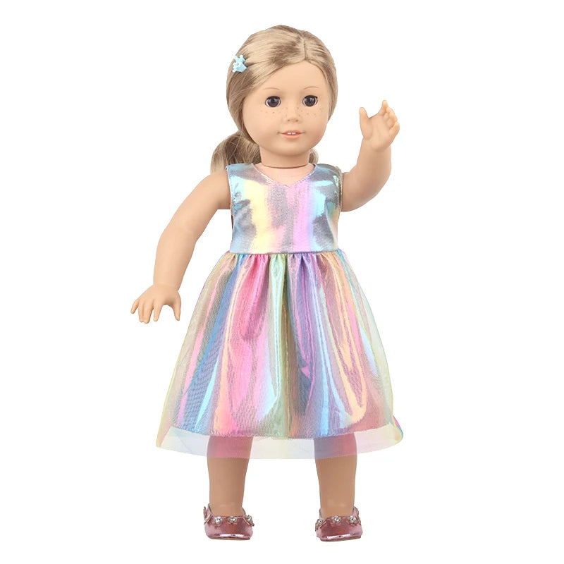 American 18 Inch Girl Doll Sequins Skirt Clothes Shining Cute Mini Dress For 43cm Baby New Born,OG,DIY Doll Accessories Toy