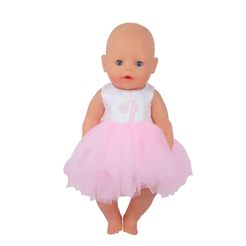 American 18 Inch Girl Doll Sequins Skirt Clothes Shining Cute Mini Dress For 43cm Baby New Born,OG,DIY Doll Accessories Toy