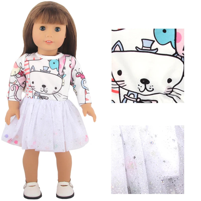 American 18 Inch Girl Doll Sequins Skirt Clothes Shining Cute Mini Dress For 43cm Baby New Born,OG,DIY Doll Accessories Toy