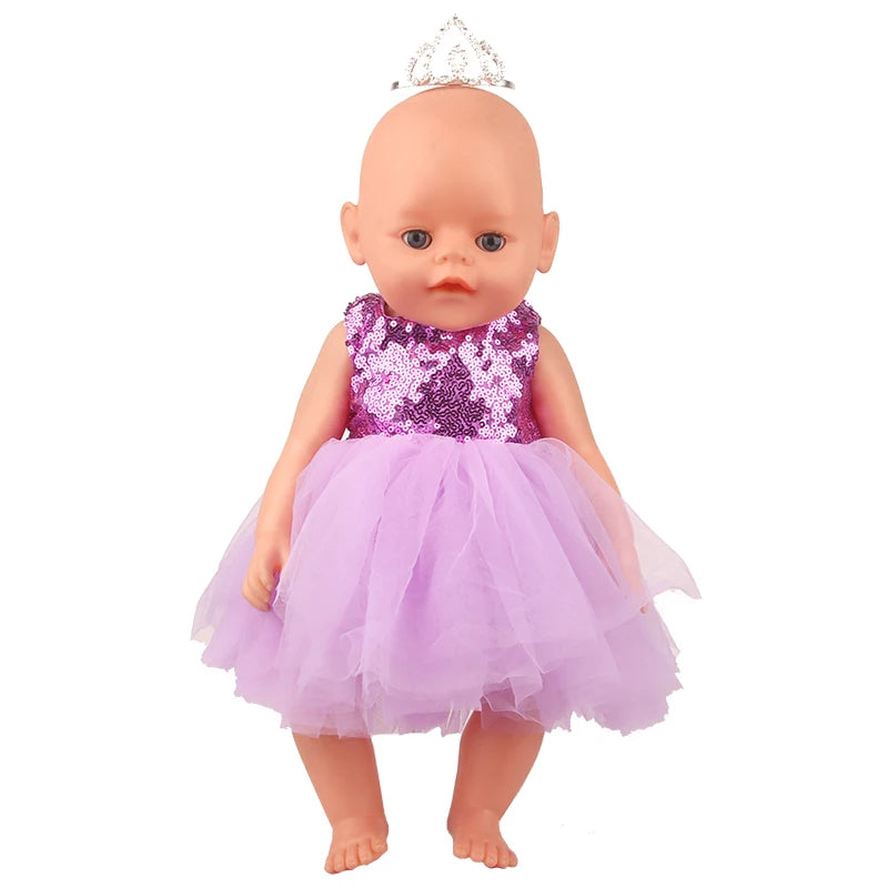 American 18 Inch Girl Doll Sequins Skirt Clothes Shining Cute Mini Dress For 43cm Baby New Born,OG,DIY Doll Accessories Toy