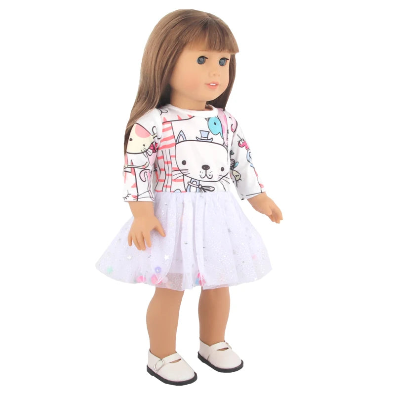 American 18 Inch Girl Doll Sequins Skirt Clothes Shining Cute Mini Dress For 43cm Baby New Born,OG,DIY Doll Accessories Toy