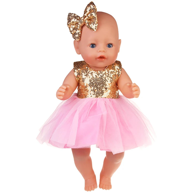 American 18 Inch Girl Doll Sequins Skirt Clothes Shining Cute Mini Dress For 43cm Baby New Born,OG,DIY Doll Accessories Toy
