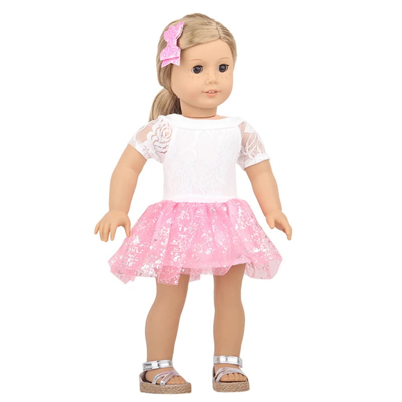 American 18 Inch Girl Doll Sequins Skirt Clothes Shining Cute Mini Dress For 43cm Baby New Born,OG,DIY Doll Accessories Toy