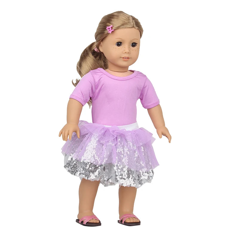 American 18 Inch Girl Doll Sequins Skirt Clothes Shining Cute Mini Dress For 43cm Baby New Born,OG,DIY Doll Accessories Toy