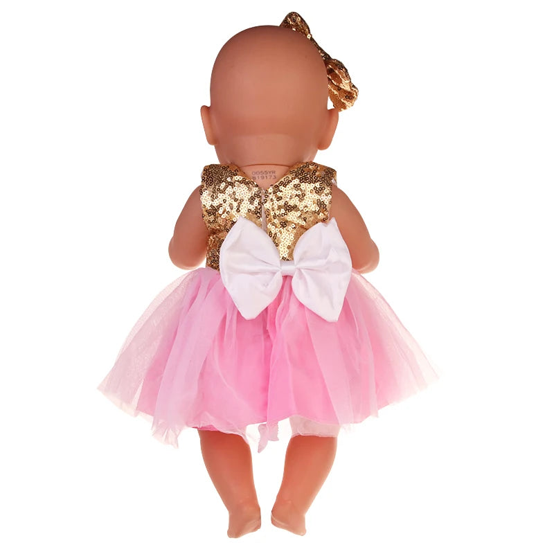 American 18 Inch Girl Doll Sequins Skirt Clothes Shining Cute Mini Dress For 43cm Baby New Born,OG,DIY Doll Accessories Toy