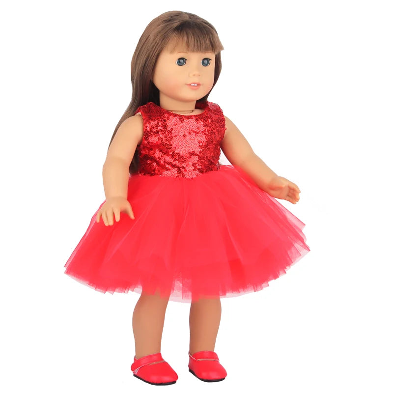 American 18 Inch Girl Doll Sequins Skirt Clothes Shining Cute Mini Dress For 43cm Baby New Born,OG,DIY Doll Accessories Toy