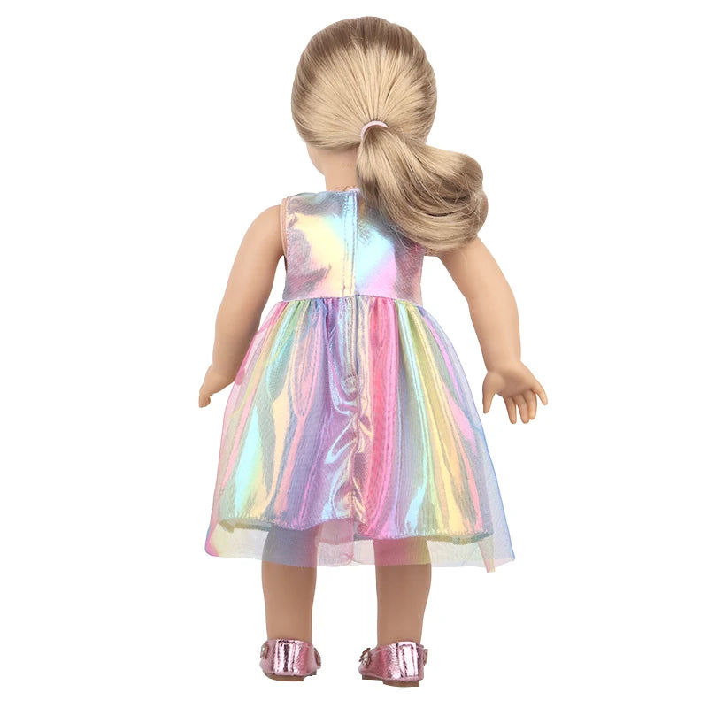 American 18 Inch Girl Doll Sequins Skirt Clothes Shining Cute Mini Dress For 43cm Baby New Born,OG,DIY Doll Accessories Toy
