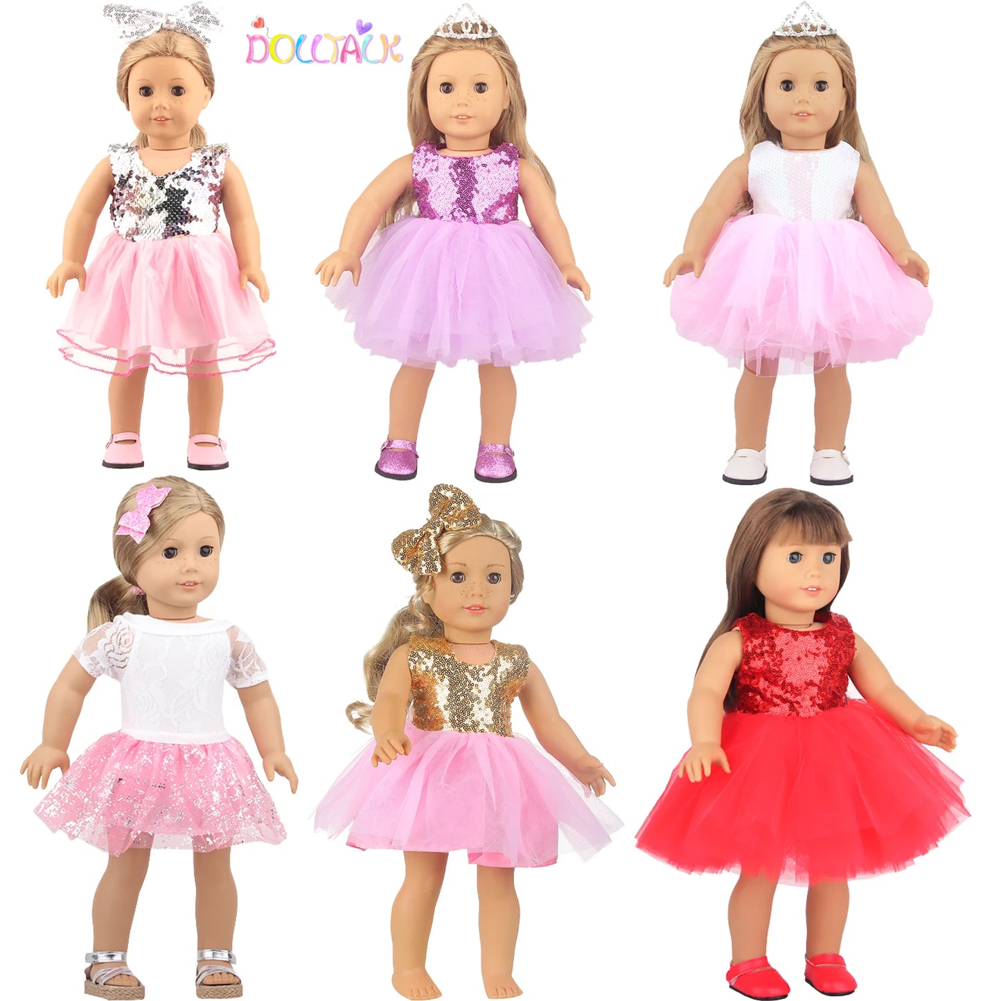 American 18 Inch Girl Doll Sequins Skirt Clothes Shining Cute Mini Dress For 43cm Baby New Born,OG,DIY Doll Accessories Toy