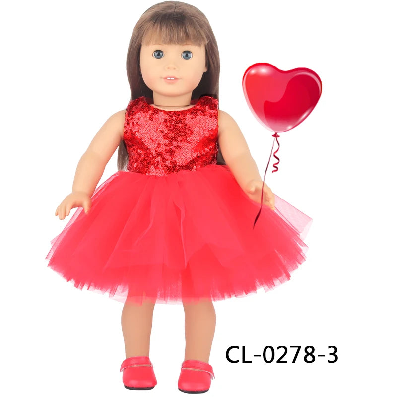 American 18 Inch Girl Doll Sequins Skirt Clothes Shining Cute Mini Dress For 43cm Baby New Born,OG,DIY Doll Accessories Toy