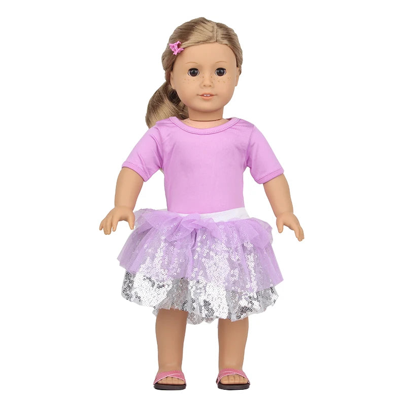 American 18 Inch Girl Doll Sequins Skirt Clothes Shining Cute Mini Dress For 43cm Baby New Born,OG,DIY Doll Accessories Toy