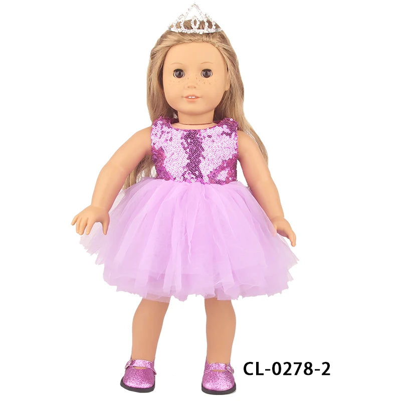 American 18 Inch Girl Doll Sequins Skirt Clothes Shining Cute Mini Dress For 43cm Baby New Born,OG,DIY Doll Accessories Toy