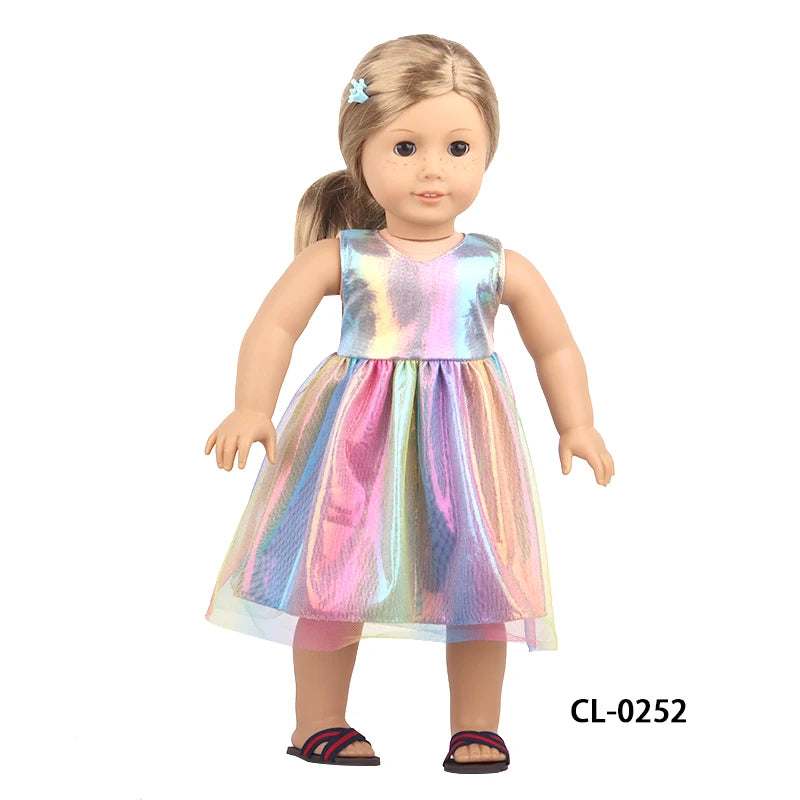 American 18 Inch Girl Doll Sequins Skirt Clothes Shining Cute Mini Dress For 43cm Baby New Born,OG,DIY Doll Accessories Toy