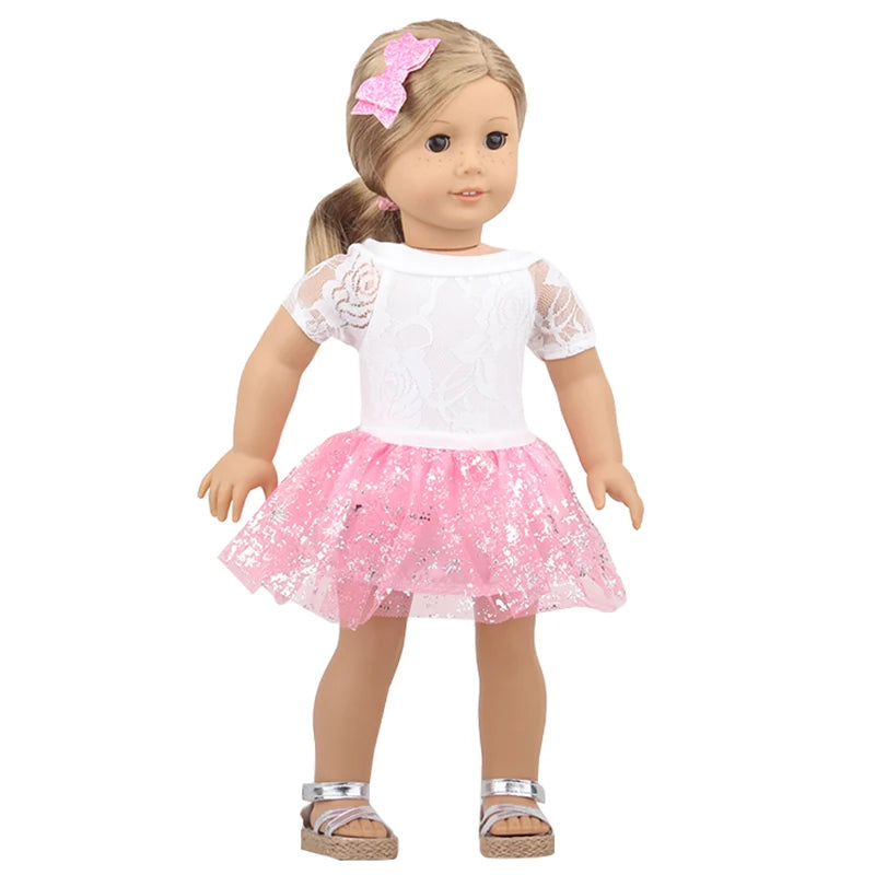 American 18 Inch Girl Doll Sequins Skirt Clothes Shining Cute Mini Dress For 43cm Baby New Born,OG,DIY Doll Accessories Toy