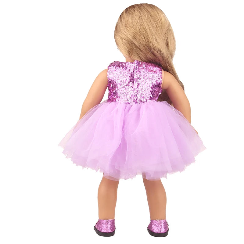 American 18 Inch Girl Doll Sequins Skirt Clothes Shining Cute Mini Dress For 43cm Baby New Born,OG,DIY Doll Accessories Toy