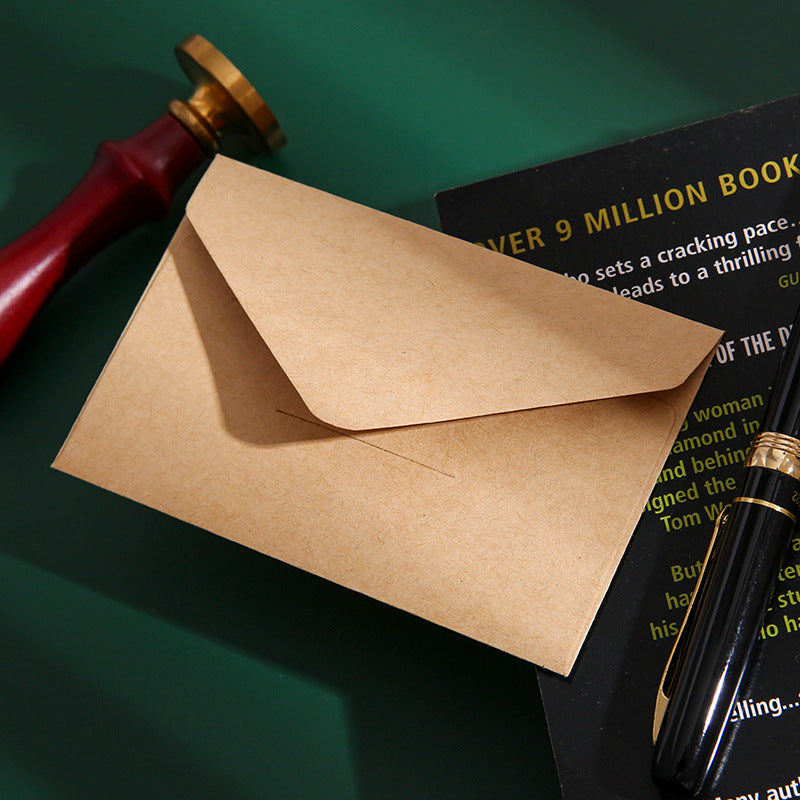 50pcs Kraft Paper Vintage Square Mini Envelopes, Self-Sealing Greeting Card Holders for Thanksgiving & Everyday Use