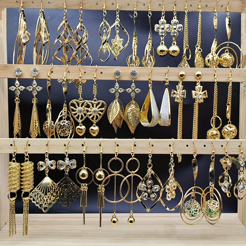 10 Pairs of Fashionable And Elegant Long Hook Women'S Earrings Flower Leaf Water Drop Design Luxury Drop Earrings Party Jewelry Set