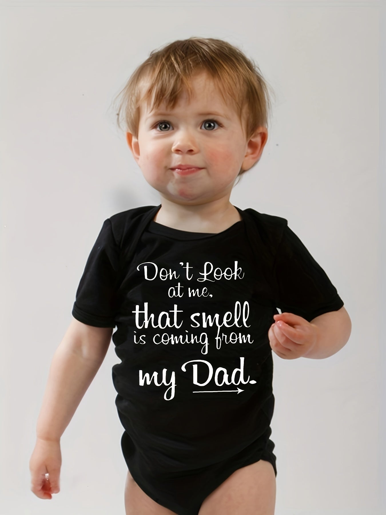 Girls Cute Letter Print Short Sleeve Onesie Clothes ''don't Look At Me'' Pregnancy Announcement Romper