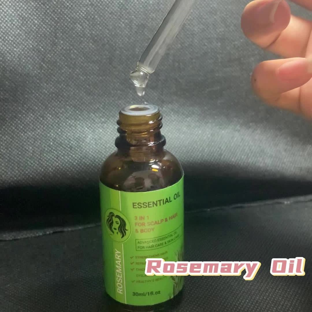 Rosemary Oil for Scalp/Hair/Body Care, 3in 1 for Strengthens Hair/Eyelashes, Moisture Body with Rosemary, Jojoba, Biotin, Olive Fruit, Sweet Almond and Rosa Rugosa Flower Plant Extract for Christmas Gift/Mum's Gift (Glass Bot