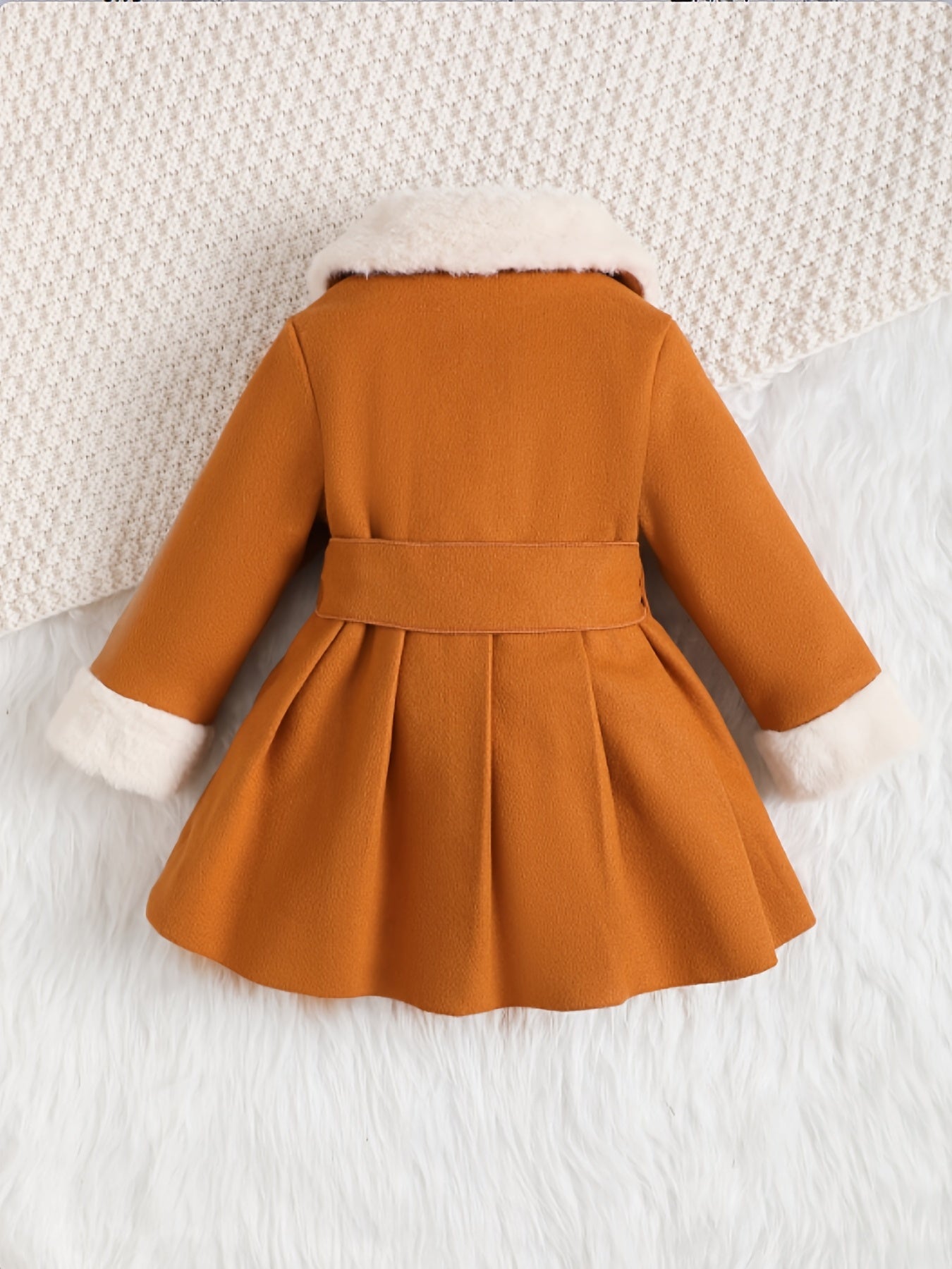 Fashionable And Versatile Coat for Baby Girls in Autumn And Winter, a Perfect Mother'S Day Gift. Adorable Plush Coat with a Bow And Collar, Designed for a Sweet Princess Look. Soft And Comfortable Outerwear to Keep Baby Warm