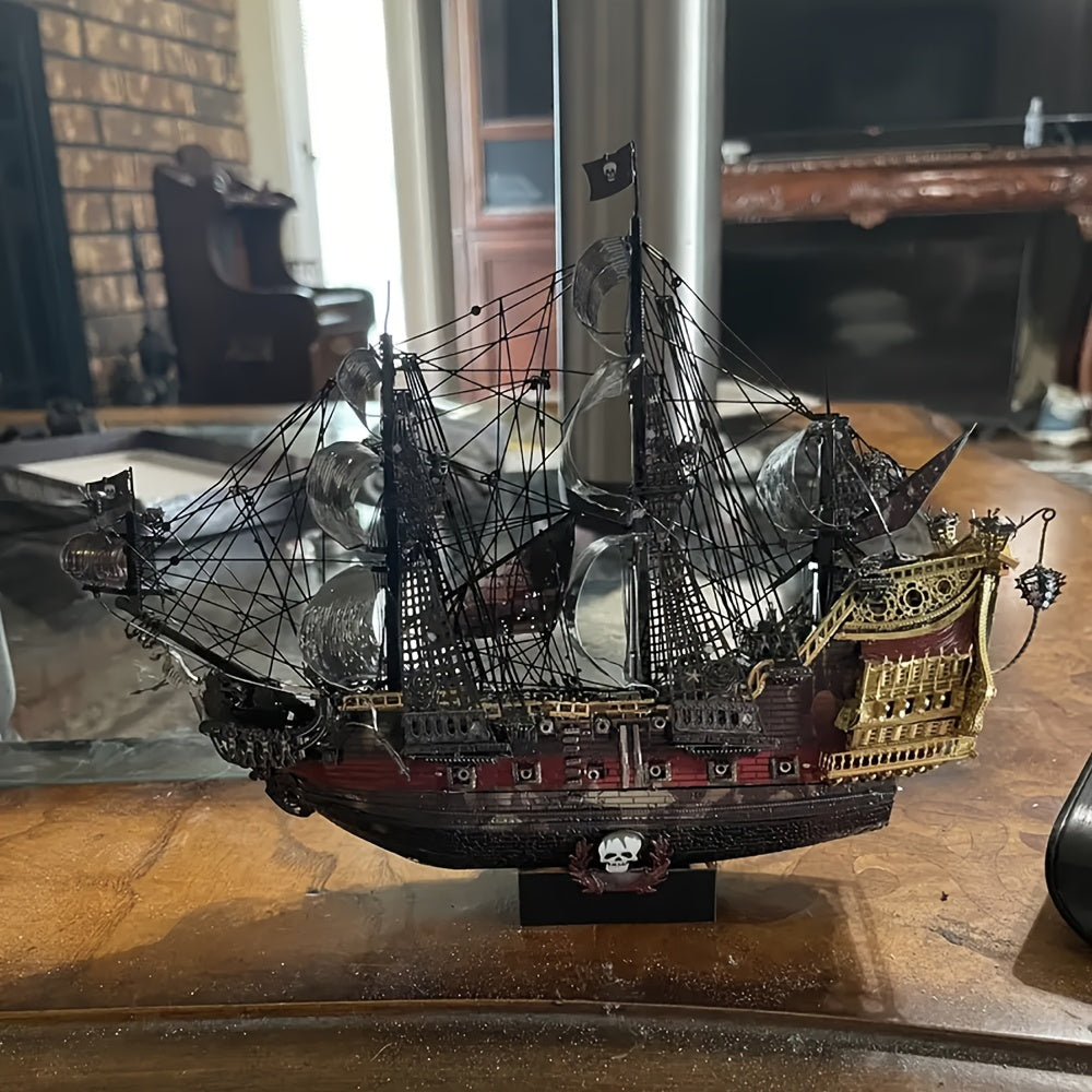 Piececool Metal 3D Puzzles for Adults, Flying Dutchman Pirate Ship Model Kits, 3D Watercraft Model Building Kit, DIY Craft Kits Difficult 3D Puzzles for Family Time, Great Birthday Gifts