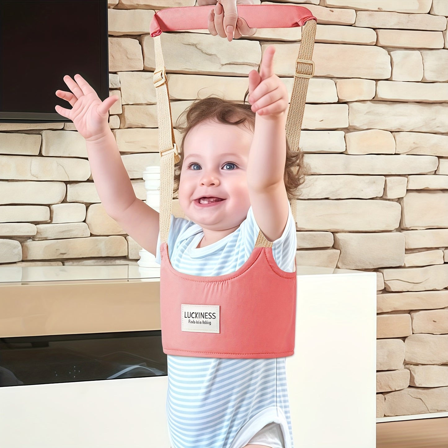 1pc Handheld Early Walking Aid with Anti-Slip Traction Straps - Durable Polyester Harness for Infants, Teething, and Toddlers - Reduces Falls & Improves Coordination - Ideal Baby Learning Tool, Toddler Walking Aid, Secure Fit