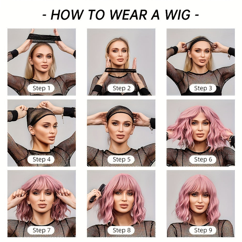 Ombre Copper Brown Ginger Wig with Bangs - Natural Straight Synthetic Hair Wig for Women - Realistic Looking Wig - 55.88 cm Music Festival