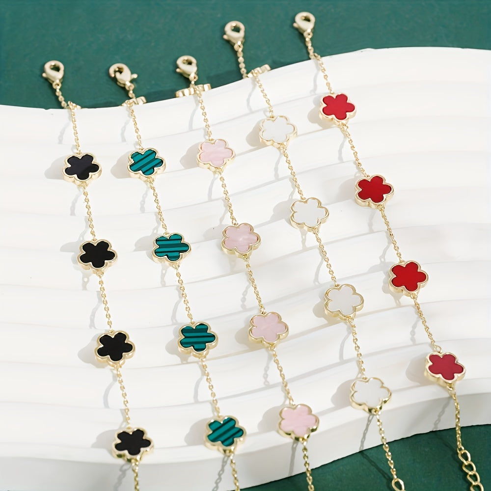 1pc Mini Flower Thin Chain Bracelet Elegant Hand Chain Jewelry For Women
