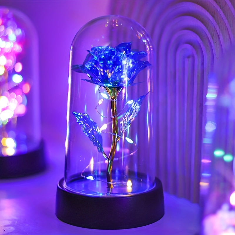 One Piece of Contemporary LED Rose Flower Night Lamp Featuring a Plastic Cover, Powered by Batteries, Ideal for Tabletop Decoration in Bedrooms And Homes. This Rose Lamp Is Perfect for Occasions Like Valentine'S Day, Mother'S