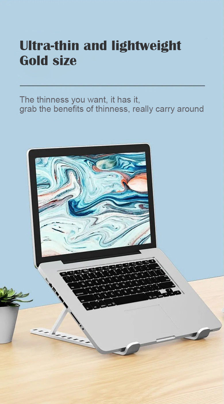 [Ergonomic Laptop Stand] Foldable Adjustable Laptop Stand - 21.5"x28" Desktop Cooling Base, Ergonomic Height Adjustment, Lightweight & Space-Saving Design, Anti-Slip Rubber Pads for Computers & Phones, White/Black, Perfect Gi