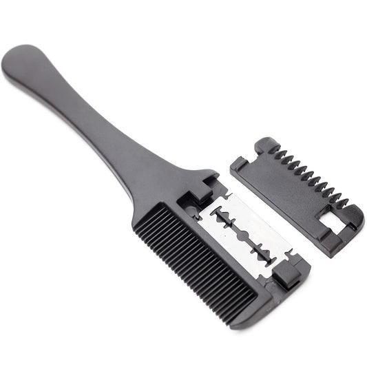 1Pc Salon-Grade Hair Cutting Comb With Razor Blade - Perfect For Thinning, Trimming, And Styling At Home