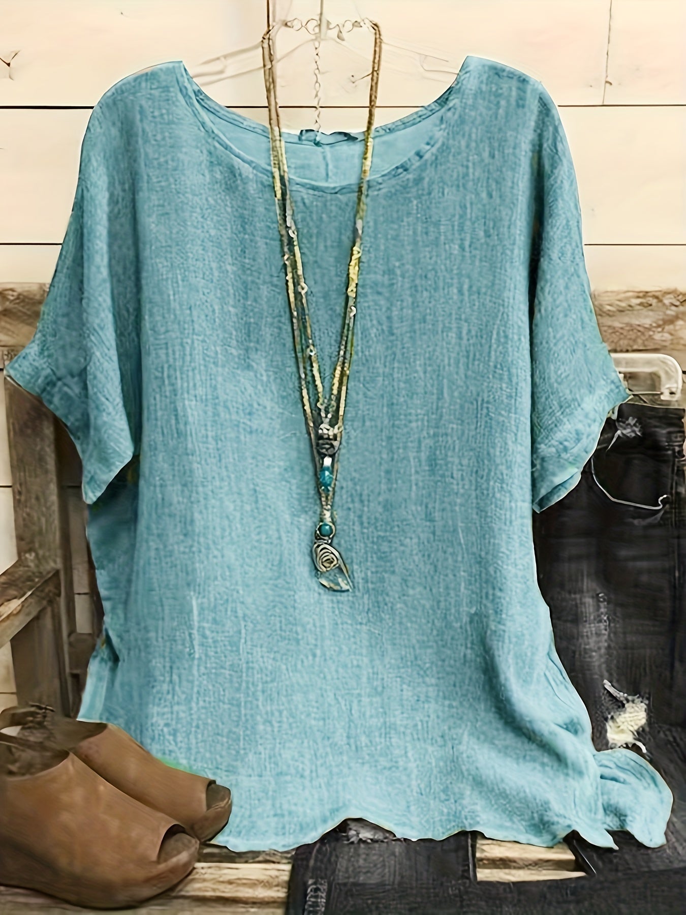Plus Size Casual Short Sleeve T-Shirt - Lightweight Semi-Sheer Round Neck Top, Machine Washable Non-Stretch Fabric for Spring Summer Fall, Versatile Layering Essential