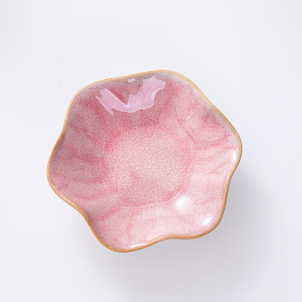 1pc Elegant Ceramic Flower Plate with Smooth Edges Suitable for Jewelry, Cosmetics, Keys & Trinkets - Decorative Dishes for Home, Bathroom, Dresser, Desk - Multi- Tableware, Jewelry Trays