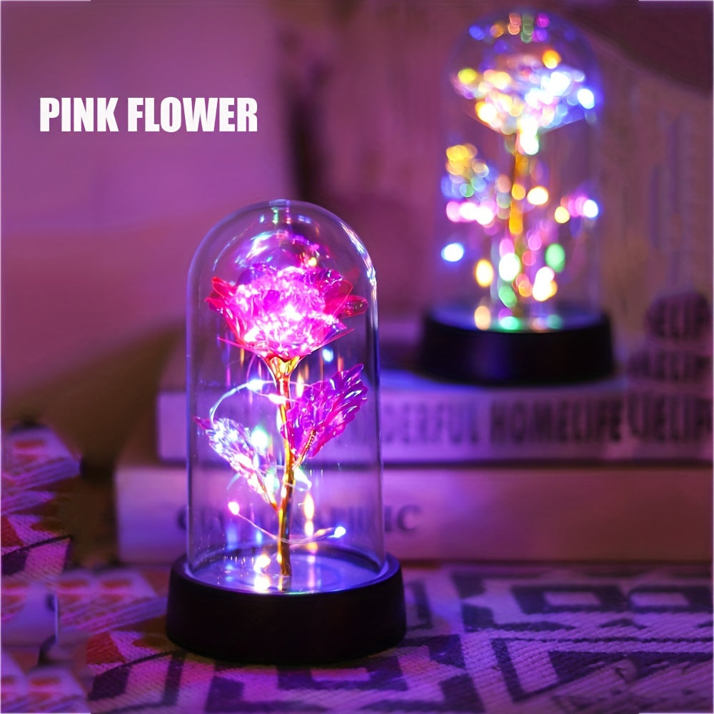 One Piece of Contemporary LED Rose Flower Night Lamp Featuring a Plastic Cover, Powered by Batteries, Ideal for Tabletop Decoration in Bedrooms And Homes. This Rose Lamp Is Perfect for Occasions Like Valentine'S Day, Mother'S