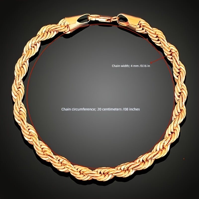 Golden Twist Rope Necklace For Men & Women