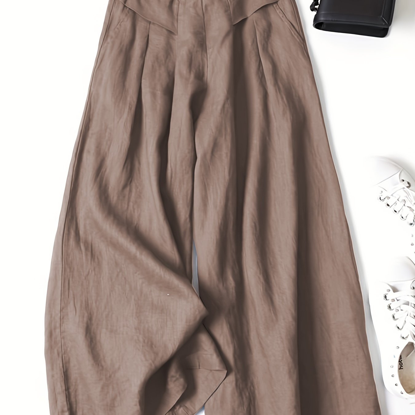 Linen Wide-Leg Ankle Pants, Breathable Thin Loose Linen Skirt Pants, Ethnic Style Vintage Trousers