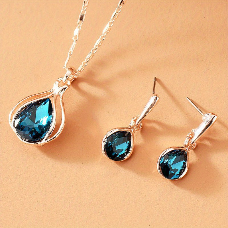 2pcs Women's Jewelry Set - Simple Style, Zinc Alloy with Artificial Crystal - All Season & Valentine's Day Gift | Daily Wear | Elegant Design