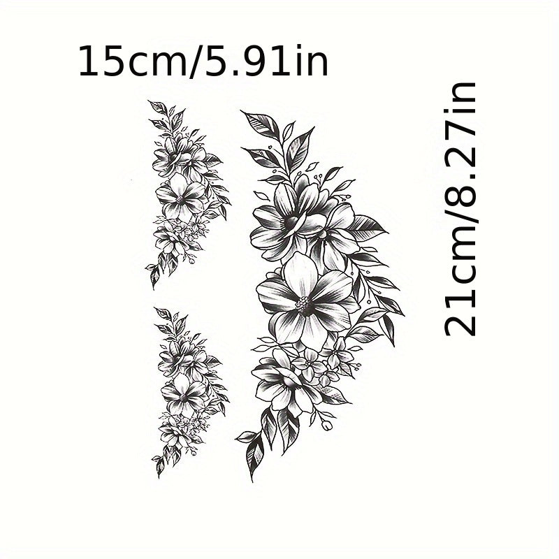 1pc Women's Temporary Tattoo - Floral Design, Paper Material - Party Style | Waterproof Body Art | Elegant Flower Design
