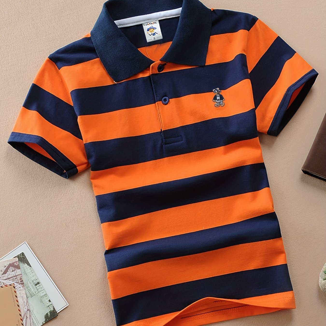 Vibrant Striped Polo T-shirt for Kids - Soft Cotton, Short Sleeve, Casual, Trendy, Perfect for Summer Holiday Party - Boys' Fun Clothing