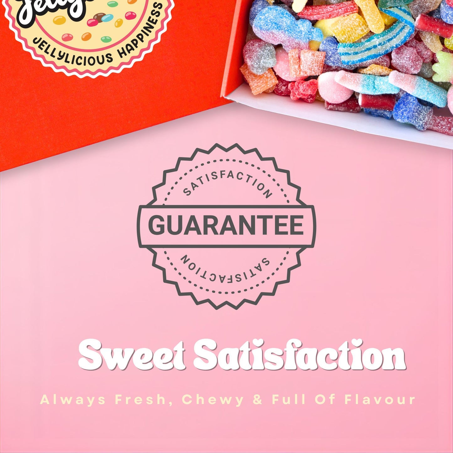 Jellylicious 1kg Fizzy Sweet Gift Box – Luxury Pick & Mix Candy Hamper – Jelly & Sour Sweets – Sealed for Freshness – Christmas, Secret Santa, Valentine’s Day, Birthday, Movie Night, Father’s Day, Get Well, Giftin
