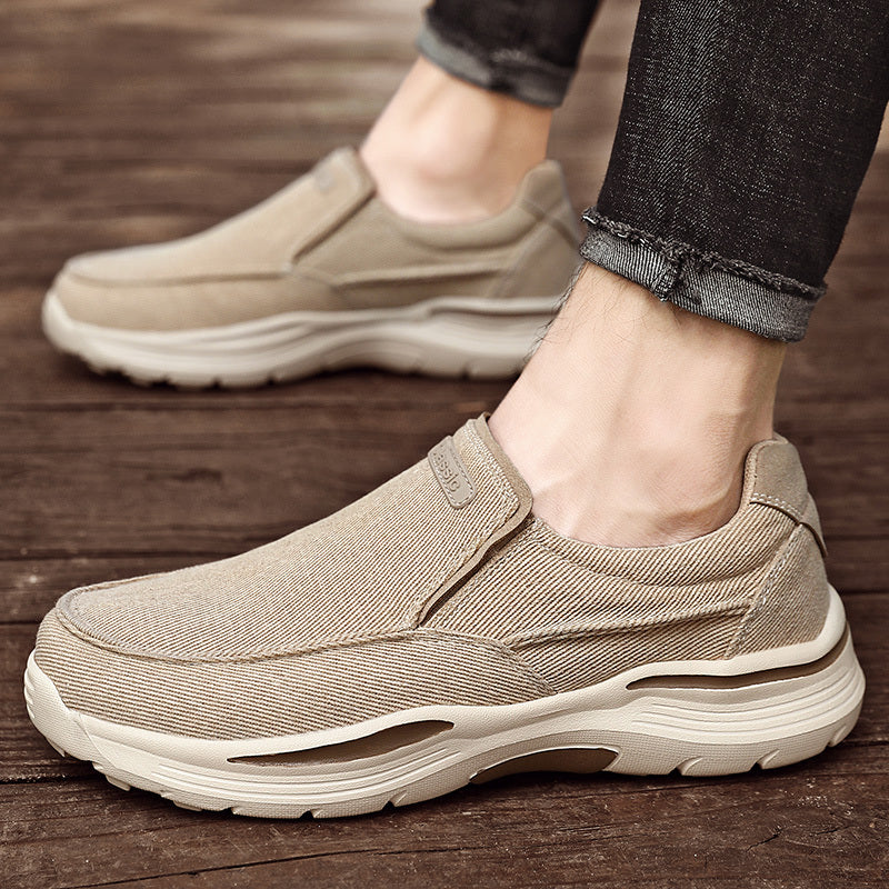 Men's Canvas Breathable Slip On Loafer Shoes Comfortable Walking Sneakers