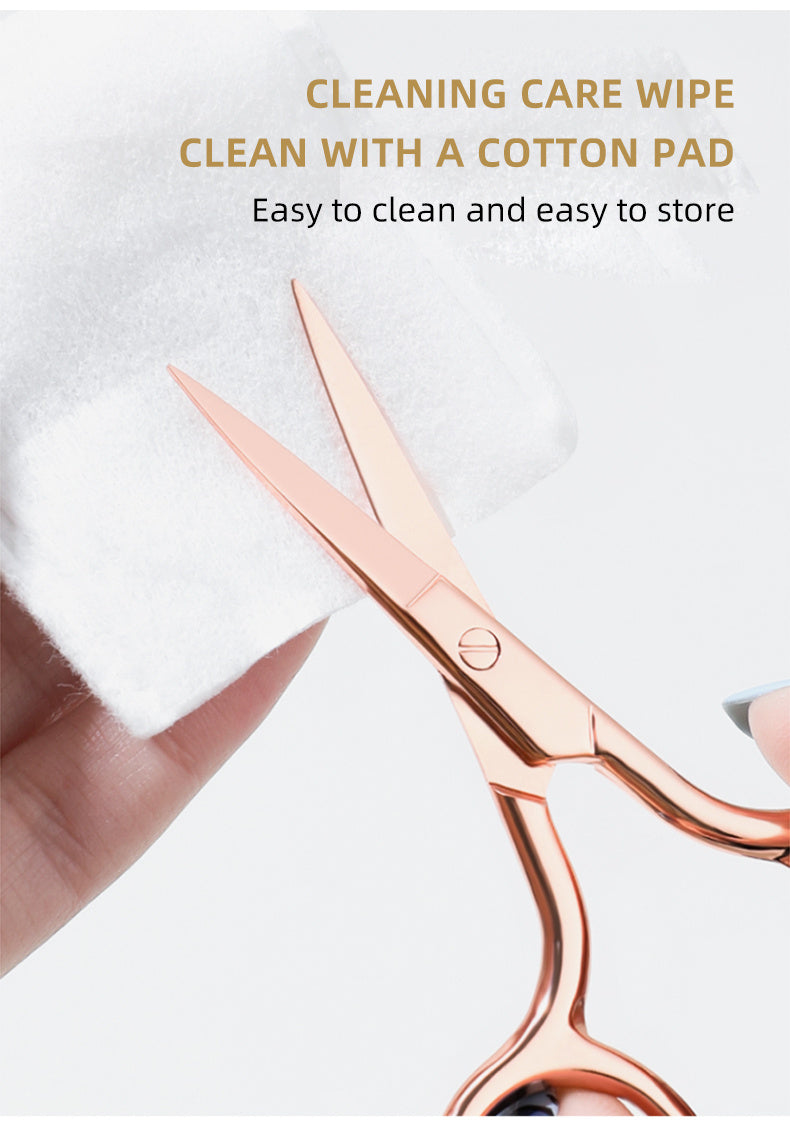 Stainless Steel Pointed Tip Scissors - A Pair Of Black Fish Line With Rose Golden Handles - Ideal For Trimming Eyebrows, Eyelashes, Embroidery, And Various Beauty Tasks