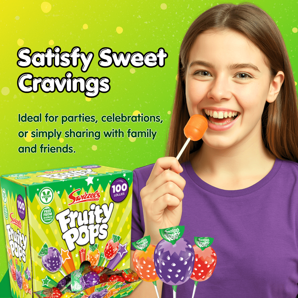 Swizzels Fruity Pops, Lollipops Bulk, Lollies Sweets Bulk, Bulk Sweets, Swizzels Sweet, Sweet for Party Bags, Multipack Sweeties, Wrapped Sweeties, Candy Multipack, Wholesale Candies, 100pcs
