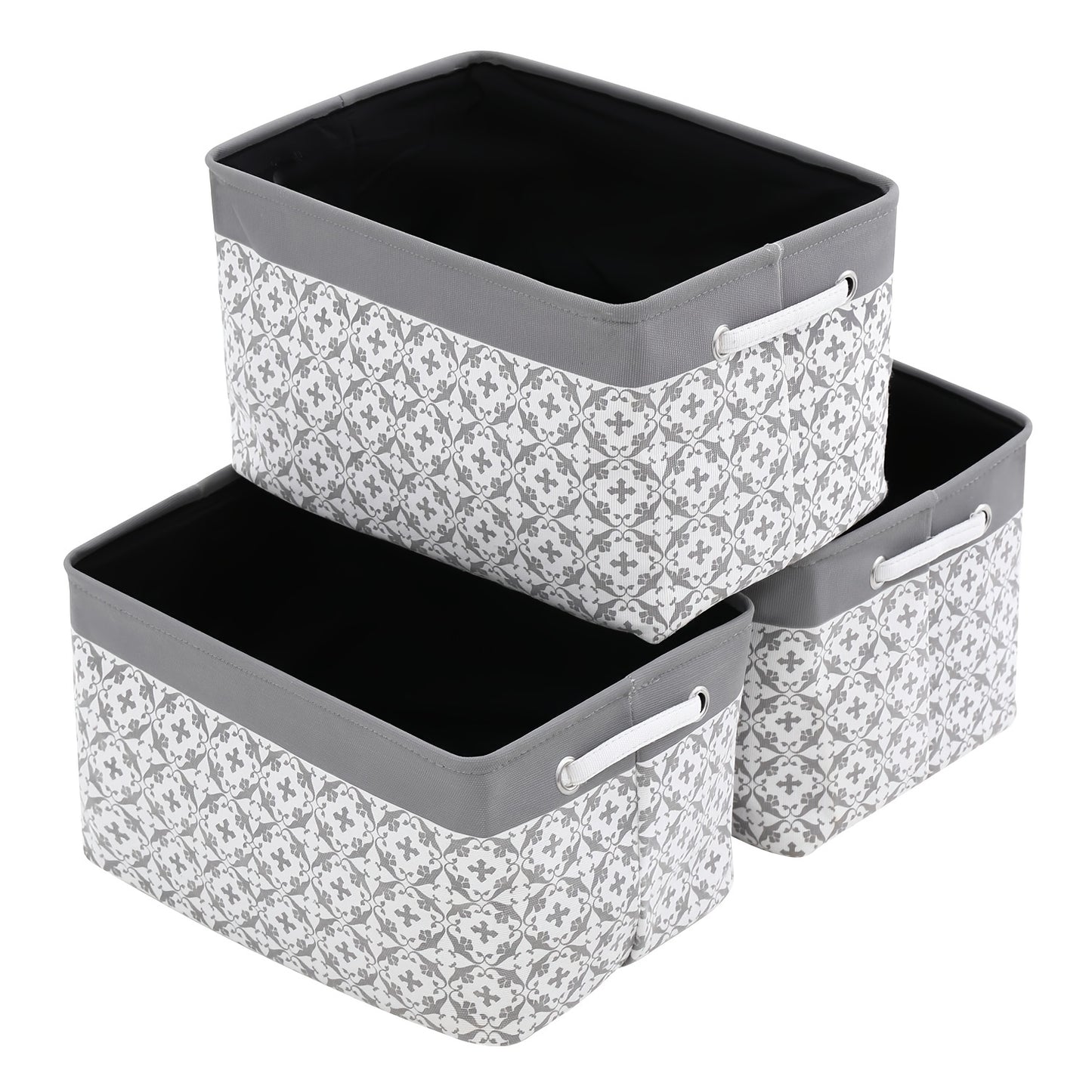 3pcs Modern Fabric Storage Bins - Foldable Canvas Organizer Baskets with Handles, Sturdy for Home, Office, Nursery, and Closet Organization, Minimalist Two-Tone Design, Closet Organizers And Storage