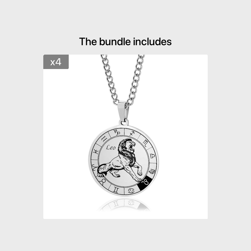 Stainless Steel Star Zodiac Necklace 12 Constellation Coin Pendant Necklace For Men Jewelry Gift For Birthday Anniversary