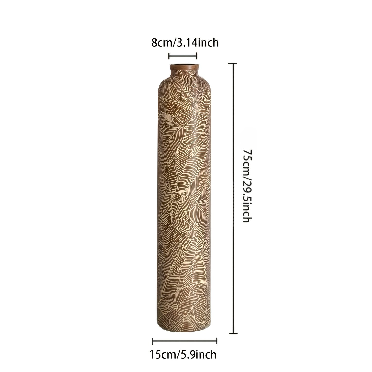 1pc 74.93cm Bohemian Floor Vase, Elegant Striped Resin Decorative Vase for Living Room, Entryway, Fireplace, Doorway, Centerpiece - Perfect Holiday & Birthday Gift, Decorative Vase, Fireplace Decoration, Bohemian Style, Strip