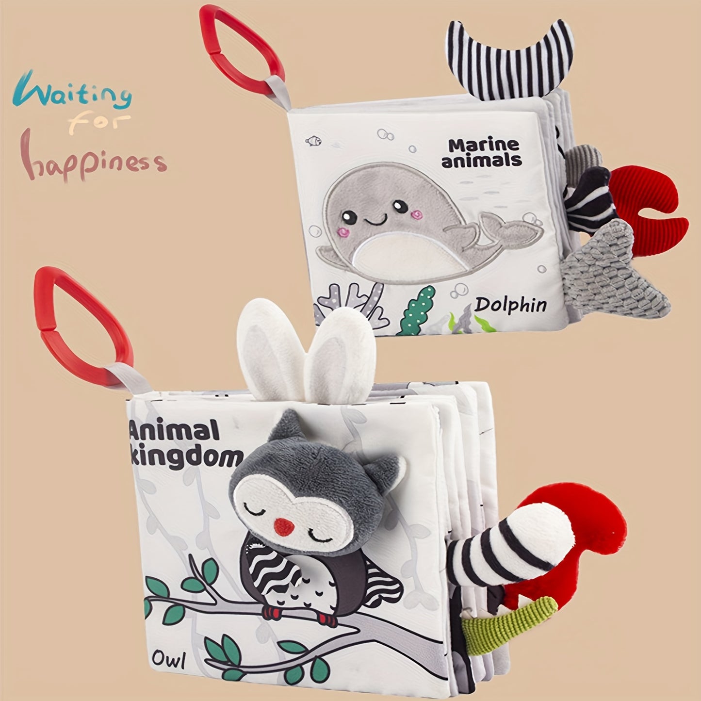 [3D Cloth Book] 3D Black and White Cloth Book | Early Education, Baby Cognitive Toys, Not Tear, Can Bite, Halloween Christmas Gifts