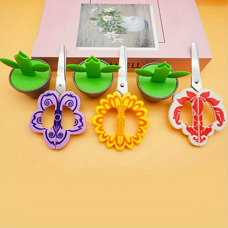 Cute Flower-Shaped ABS Resin Safety Scissors - Right-Handed, Perfect for Office & School Supplies, DIY Crafts, and Desk Decor by YOJII